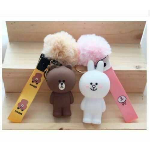 MKB1 Móc khoá gấu brown thỏ cony móc khoá quả bông kèm dây strap dây đeo điện thoại