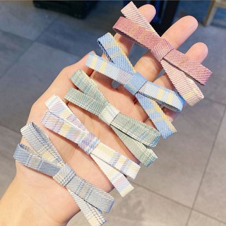 Kẹp tóc nơ sọc caro