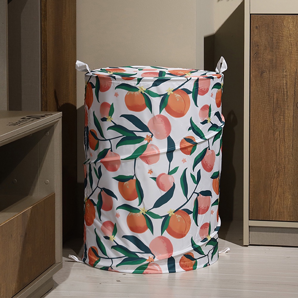 Homebase MOYA Giỏ để đồ giặt hình tròn RL-ACS22008A bằng Polyester 55X42X42CM họa tiết hoa