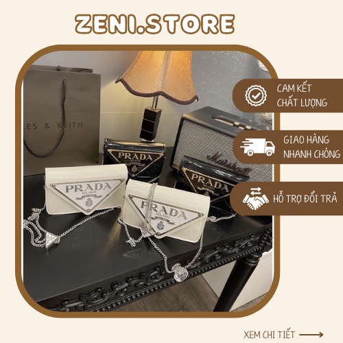 Túi xách P tam giác da bóng túi pờ ra đà bóng size 19 full box super - ZENI.STORE