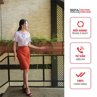 Áo sơ mi họa tiết thắt nơ tay chuông sefa sfa19201033