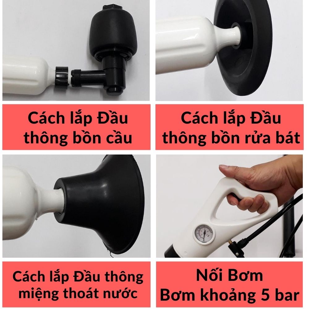 Dụng cụ thông tắc Bồn cầu Bồn rửa bát Cống Ống nước - Dạng Máy áp suất nén khí mã 70024