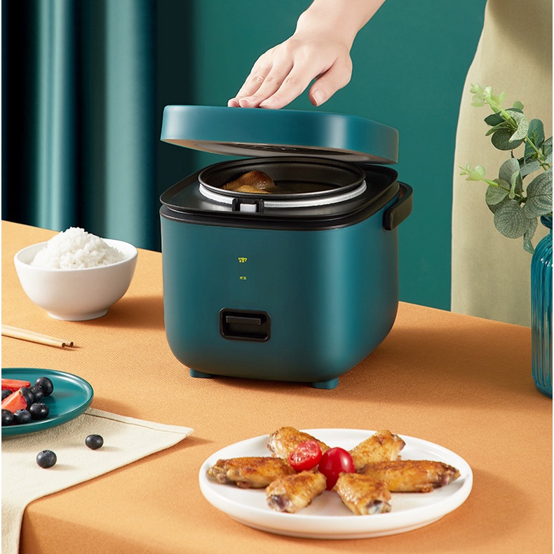 Nồi cơm điện mini lòng chảo chống dính, Rice Cooker thích hợp cho 1-2 người Dung tích 1.2L Electric Cooker