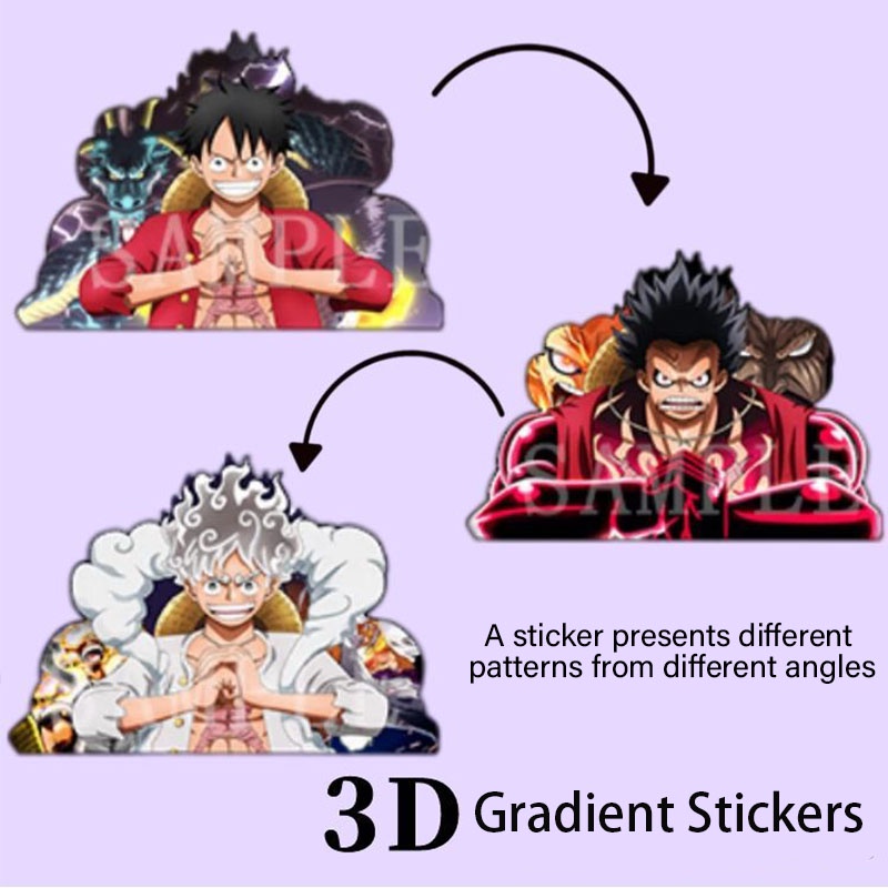One Piece Fifth Gear Luffy 3D Gradient Sticker Illusion Car Sticker Decal cho Hành lý, Máy tính xách tay, Tủ lạnh và hơn thế nữa
