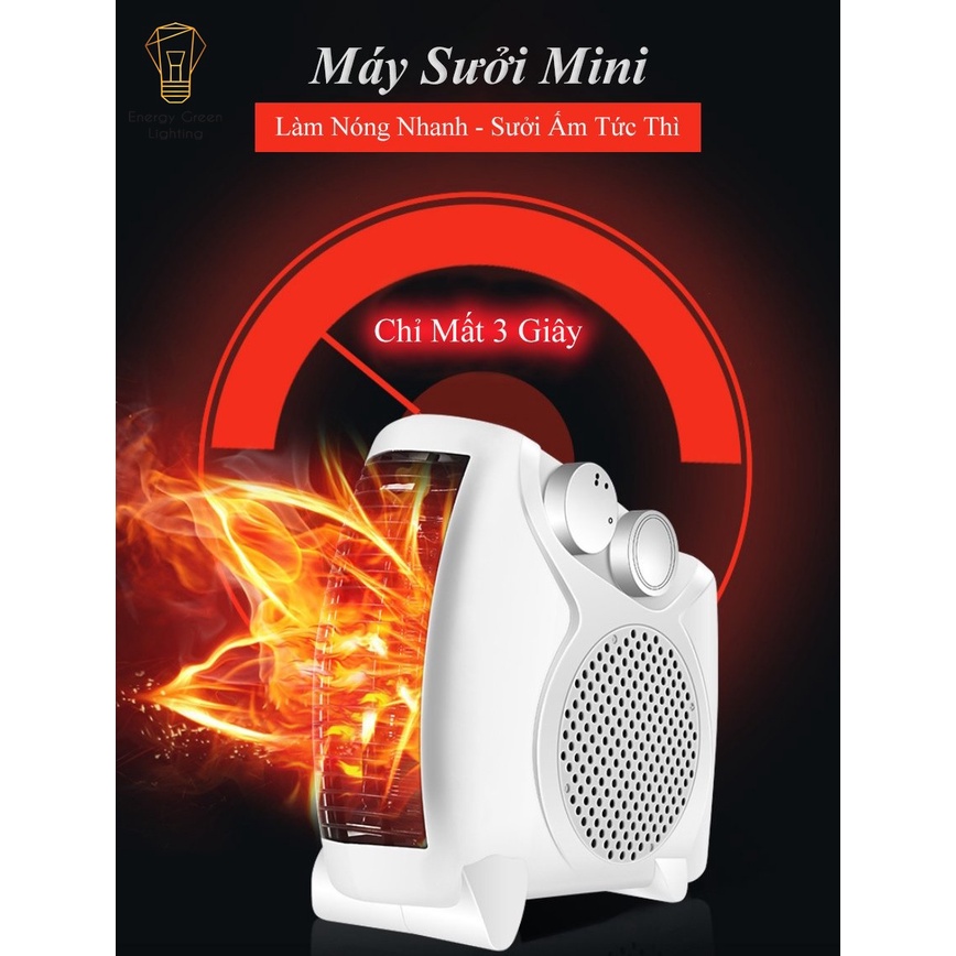 Máy sưởi để bàn Energy Green Lighting MS-305 - Tích hợp tản gió - Vỏ ABS chống cháy - Công Suất 500-800w - BH 1 Năm