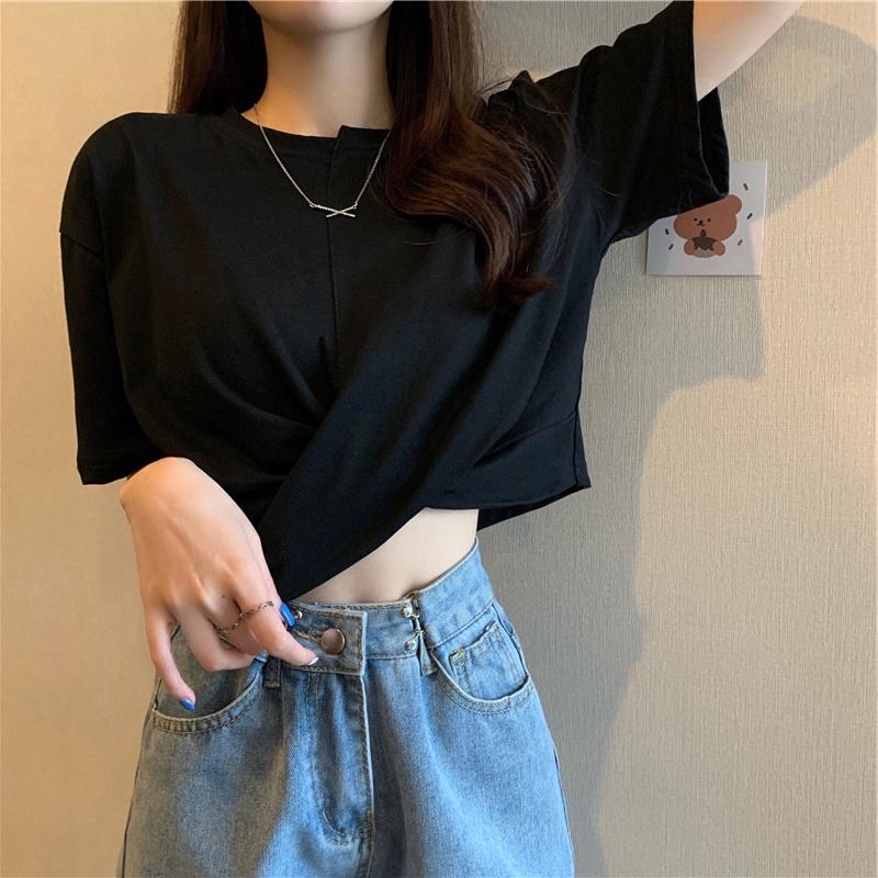 Áo Thun Ngắn Tay Màu Trơn Thời Trang Dành Cho Nữ