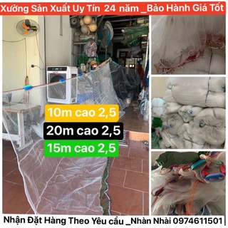 Lưới vét sịn cao 2,5- dài 10m,20m,30m...túi 5m độ bền 4-5 năm_hàng sịn