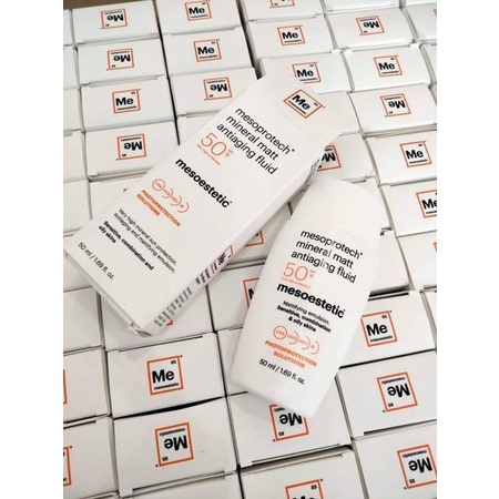Kem chống nắng Mesoestetic Mineral Matt Antiaging Fluid Mesoprotech và Light Water Antiaging Veil  SPF50+