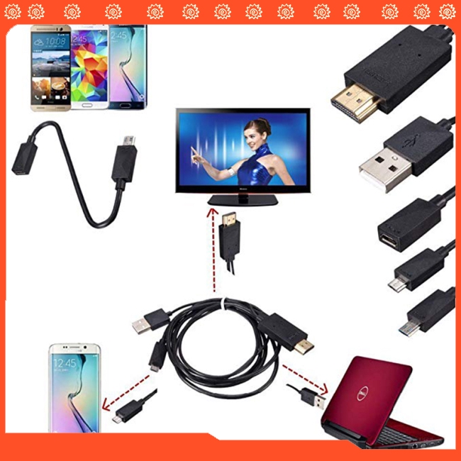 Cáp chuyển đổi 5 pin & 11 Pin Micro USB MHL sang HDMI 1080P HD TV cho điện thoại Android