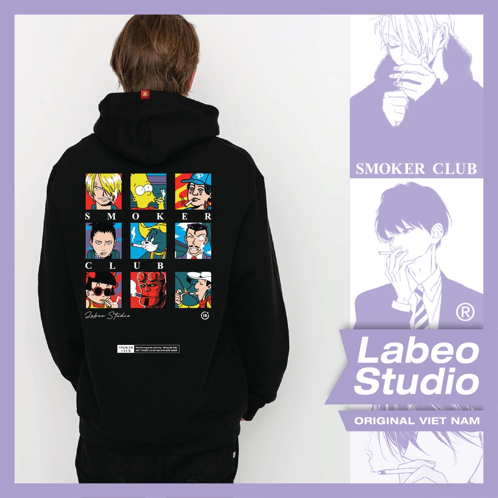 LB46 áo nỉ hoodie, áo sweater dáng rộng oversize, SmokerClub, local brand Labeo Studio