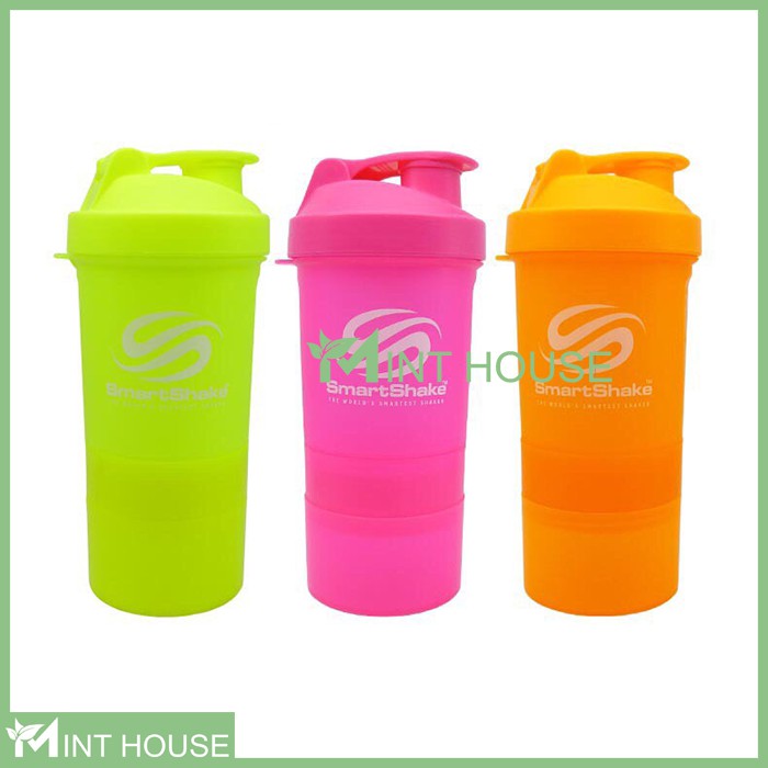 Bình nước bình lắc smart shake 3 ngăn tiện dụng