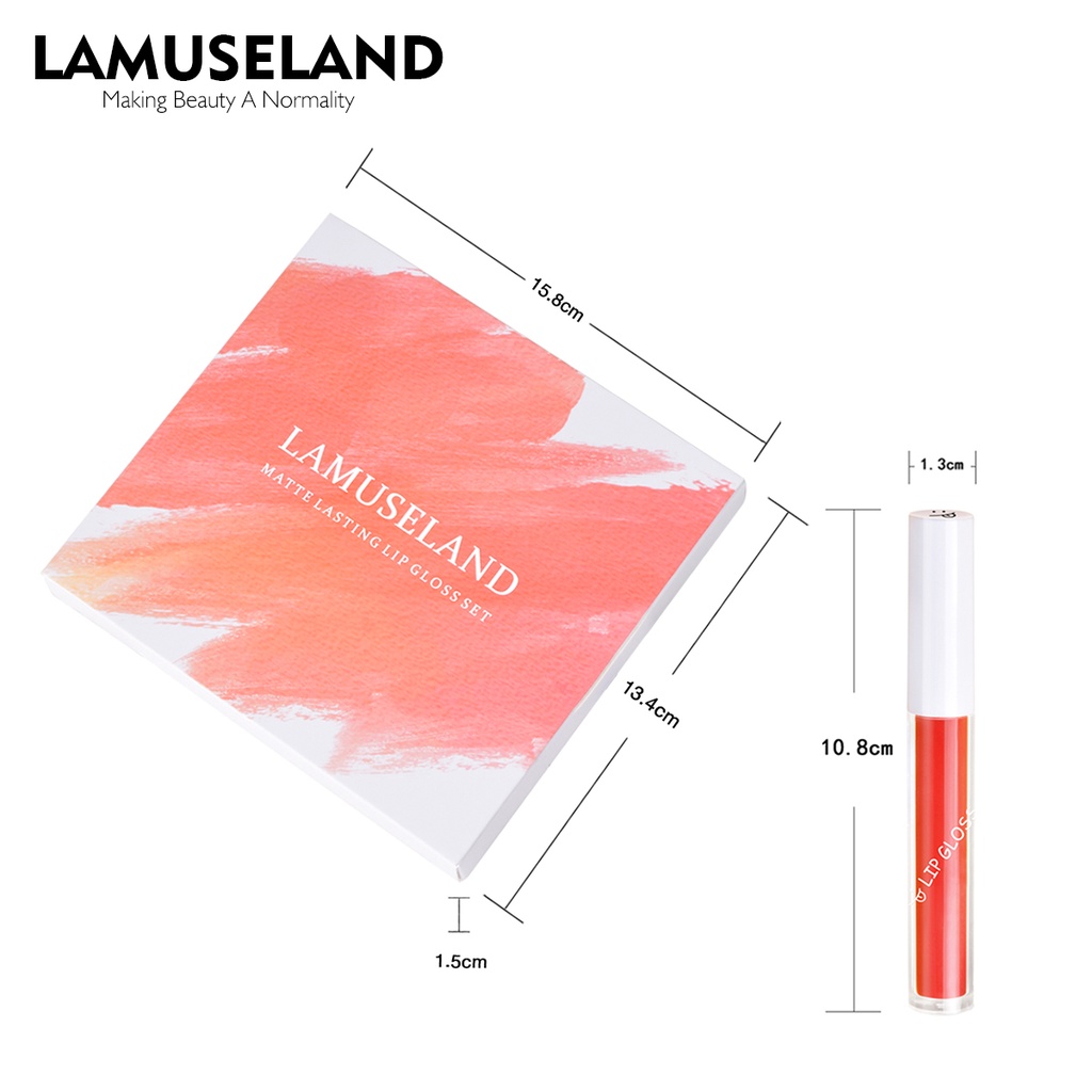 Son bóng LAMUSELAND không dính cốc chống thấm nước thời trang 1.5g