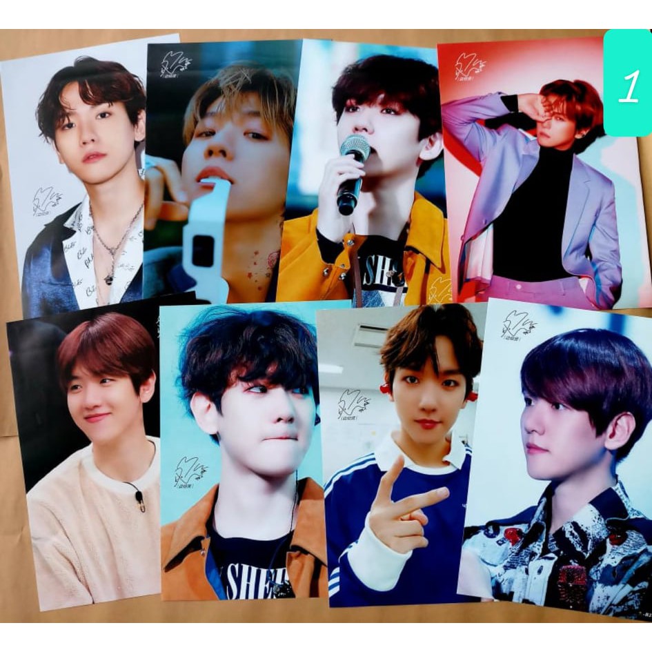 Bộ 8 poster chữ ký EXO Chanyeol Baekhyun Sehun