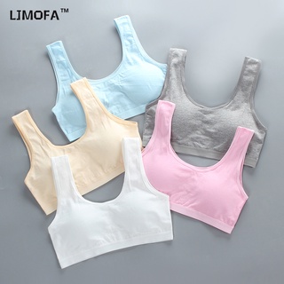 LJMOFA KIDS 8-16 Tuổi Áo Ngực Cotton Mềm Co Giãn Không Cài Khuy Có Đệm Ngực Tháo Rời Được 30-50kg Cho Nữ Sinh Trung Học