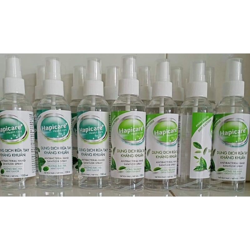 Xịt Rửa Tay Sát Khuẩn Hương Bạc Hà Trà Xanh 100 ML