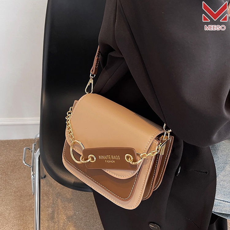 Túi Đeo Chéo Nhiều Ngăn Phối Màu Tag Chữ Thương Hiệu MEEGO G0022