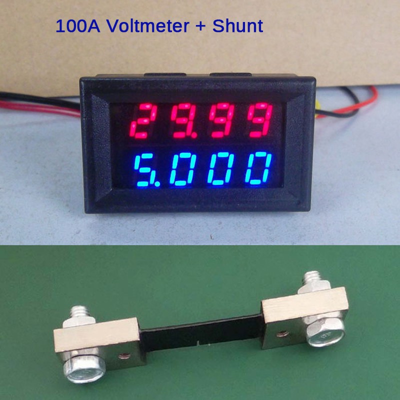 Vôn Kế Kỹ Thuật Số 4 Bit DC 0-200V 10A 50A 100A 0.56&quot; Inch
