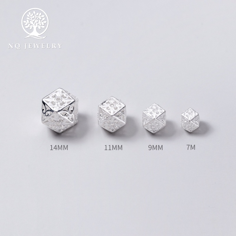 Charm bạc trắng xỏ ngang nhiều cạnh - NQ Jewelry