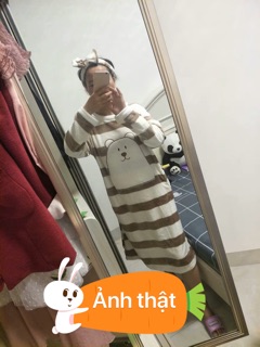 Váy ngủ bông mùa đông ( kèm băng đô ) ( Hàng ORDER )