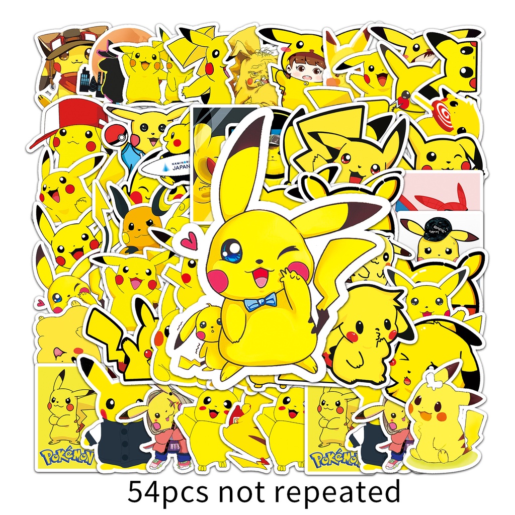 Combo 30 Sticker Chống Nước Decal Dán Điện Thoại Laptop Mũ Bảo Hiểm Vali Guitar Bình Nước Sổ Tay [Pikachu]