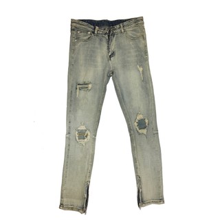 Quần jean zip xám local brand DAVIES - Zipper Destroyed Jean