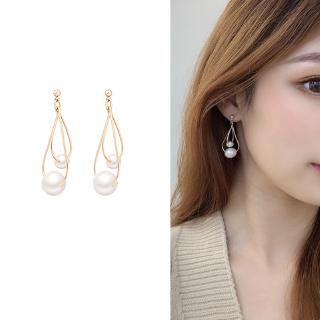 Khuyên tai hình giọt nước đính ngọc trai nước ngọt phong cách Hàn Quốc C72