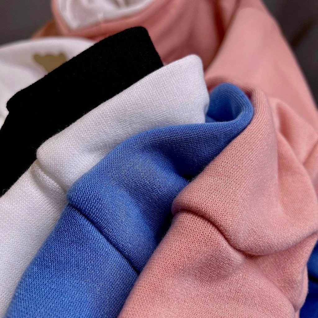 Áo Khoác Hoodie Nỉ Thun Nam Nữ Form Rộng Khóa Kéo Logo Gấu Mũ 2 Lớp