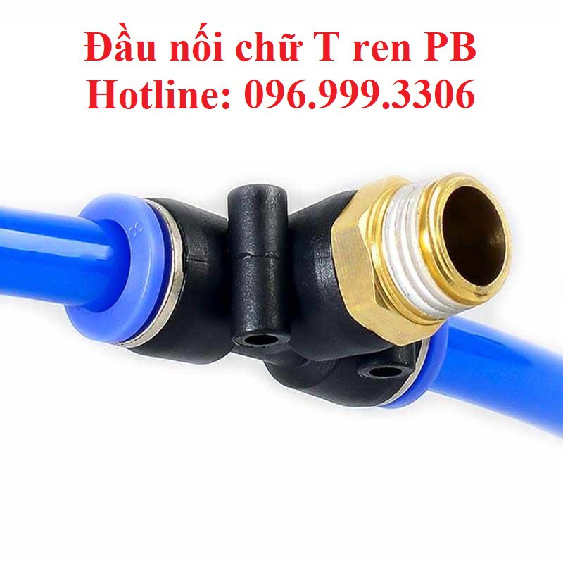 Đầu nối PB chữ T có ren ngoài khí nén, phun sương chịu được áp suất cao, đầy đủ kích thước giá sỉ