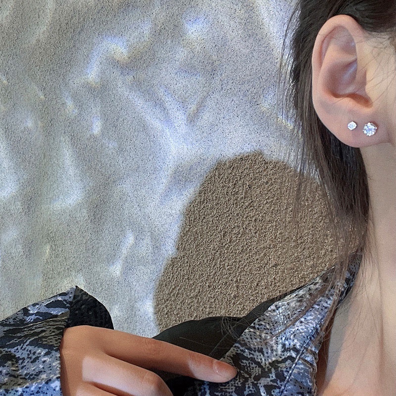 Bông Tai Mạ Bạc 925 Kiểu Đơn Giản Đính Đá Zircon Sang Trọng