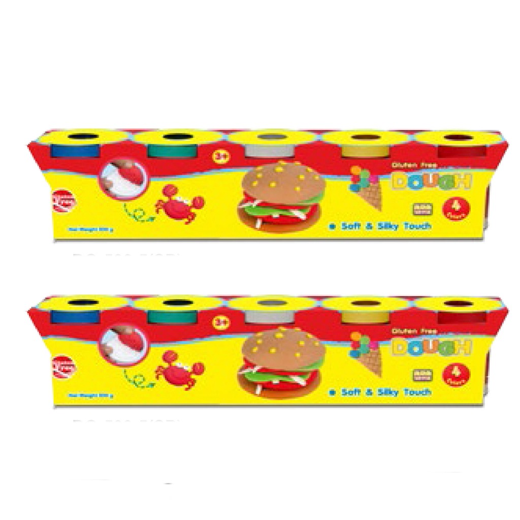 2 Hộp Đất nặn Kiddy Clay Thái Lan hình bánh kem DOUGH 5 màu
