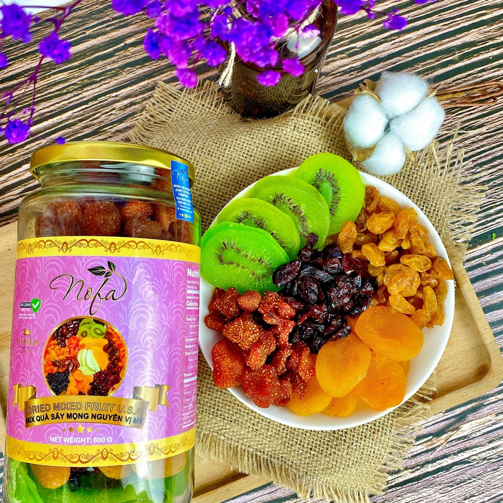 Trái cây sấy dẻo không đường NOFA 600g Mix 5 loại Dâu tây, Kiwi, Nam Việt Quất, Mơ, Nho nhập khẩu | BigBuy360 - bigbuy360.vn