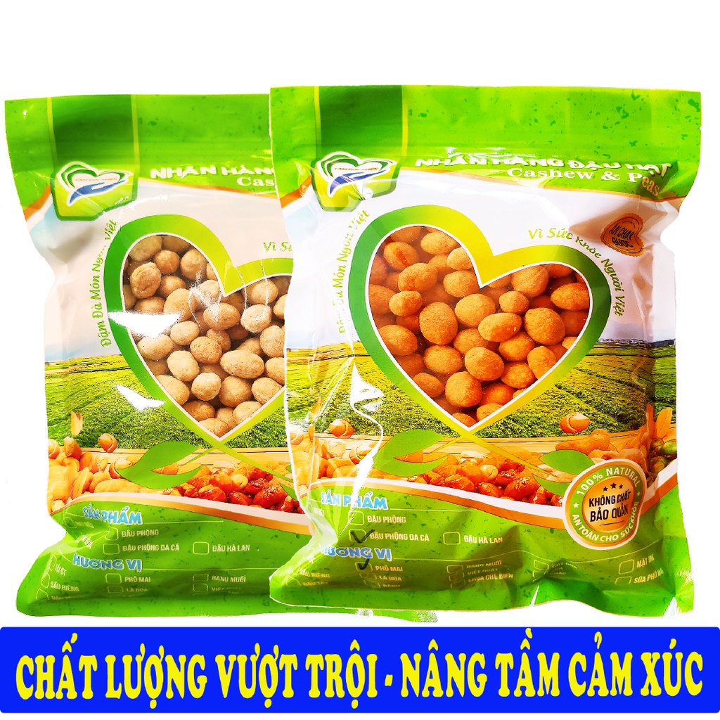 Combo 1KG Đậu Phộng Da Cá 2 Vị: Nước Cốt Dừa và Phô Mai Tâm Đức Thiện (2 x Túi 500GR)