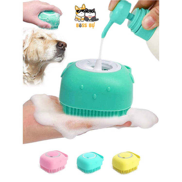 Bàn Chải Silicon Tắm Chó Mèo Kích Thước 8.5x7.9x5.5CM, Massage Body, Chịu Nhiệt Tốt - Boss_Bu