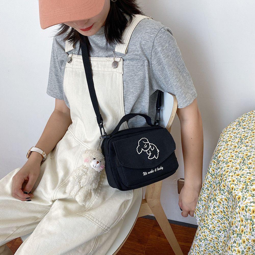 Túi Tote Đeo Vai Chất Canvas In Họa Tiết Chú Chó Dễ Thương Thời Trang Cho Nữ