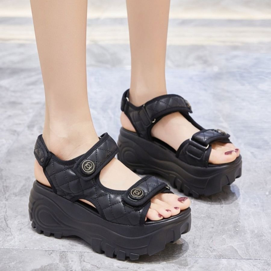 GIÀY SANDAL ĐẾ GỒ QUAI DÁN HÀNG XỊN FULLBOX,SANDAL ĐẾ CAO 7CM SIÊU XINH✨✨✨✨