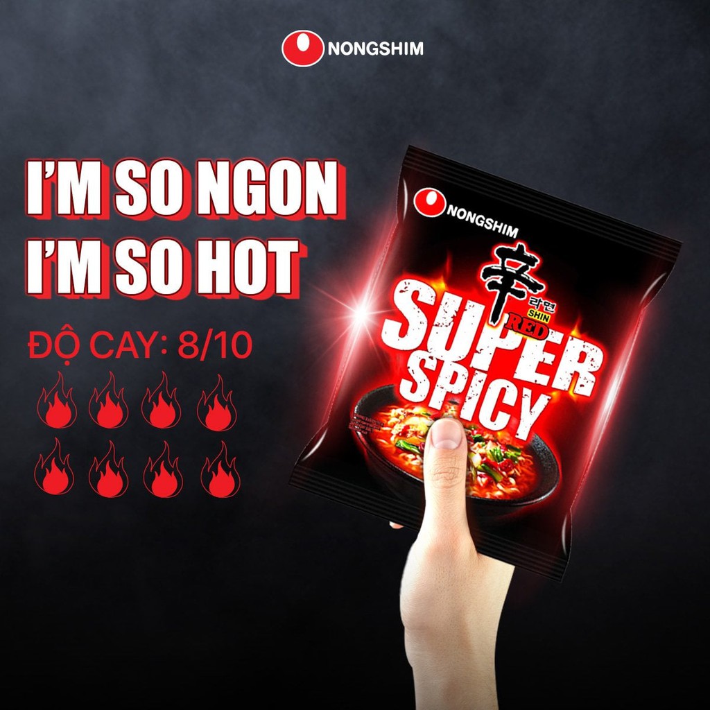 ( Bán sỉ ) Lốc 5 gói Mì siêu cay Nongshim Shin Red Super Spicy 120gr