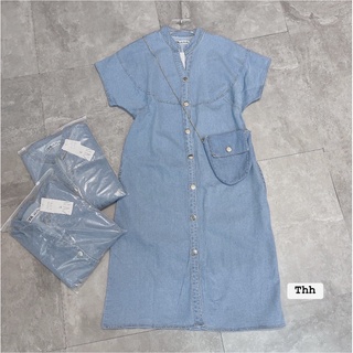 ĐẦM DENIM XANH BASIC KÈM TÚI