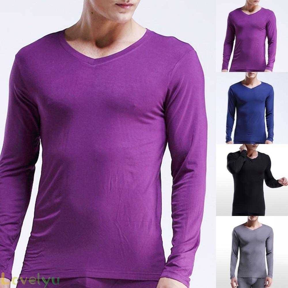 【LOVELYU】Mens Thermal Underwear Long-Sleeved Tight-Fitting Autumn Winter Bottoming Shirt【Good Quality】