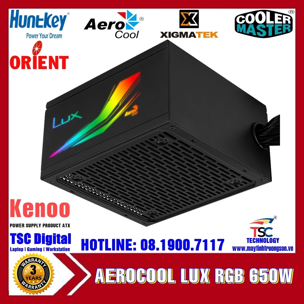 Bộ Nguồn Máy Tính Aerocool LUX RGB 750W 650W 550W 80 Plus Bronze | Bảo Hành 36T Tại TTBH Hà Nội Và Sài Gòn