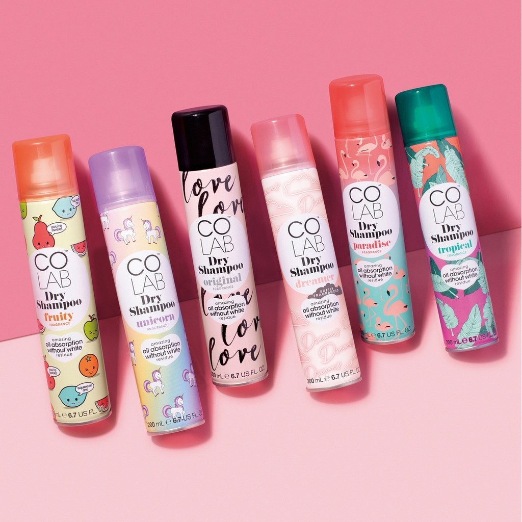 Dầu gội khô hương nước hoa không tạo vệt trắng Colab Dry Shampoo