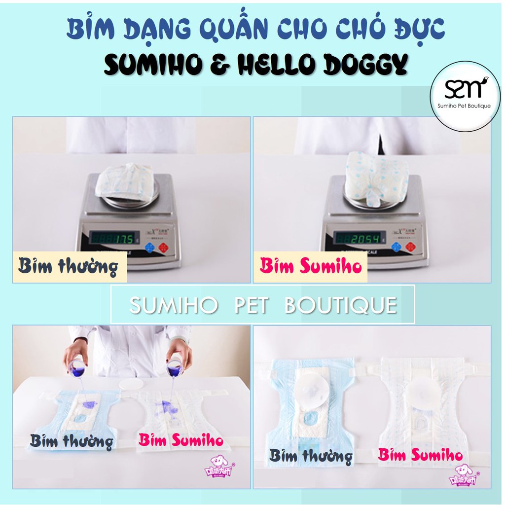 Bỉm dạng quấn bụng cho chó đực Sumiho size S (14 cái) dành cho chó 3-8Kg, eo 43.5cm x 22cm