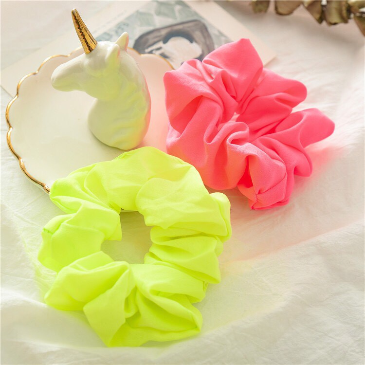 Scrunchies Cột Tóc Vải Huỳnh Quang Độc Đáo A505