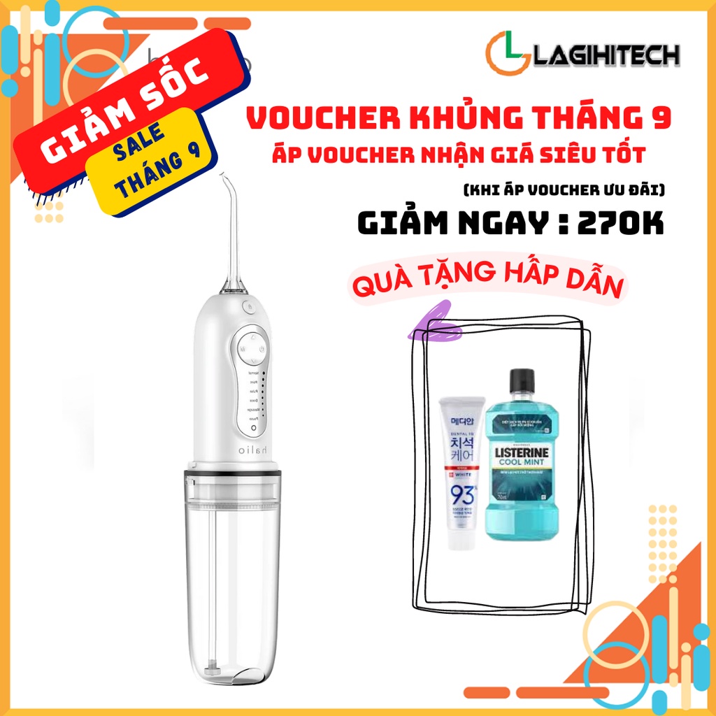 Combo Máy tăm nước cầm tay Halio Professional Cordless Oral Irrigator và Miếng Dán Trắng Răng Halio - Hàng chính hãng