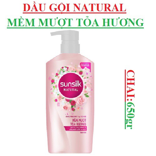 Dầu gội Sunsilk Natural RASPBERRY AND ROSE 650ml