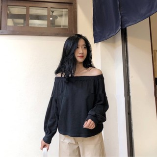 ÁO TRỄ VAI THUN GIẤY DÀI TAY TRẮNG ĐEN BASIC - (Sp sẵn)