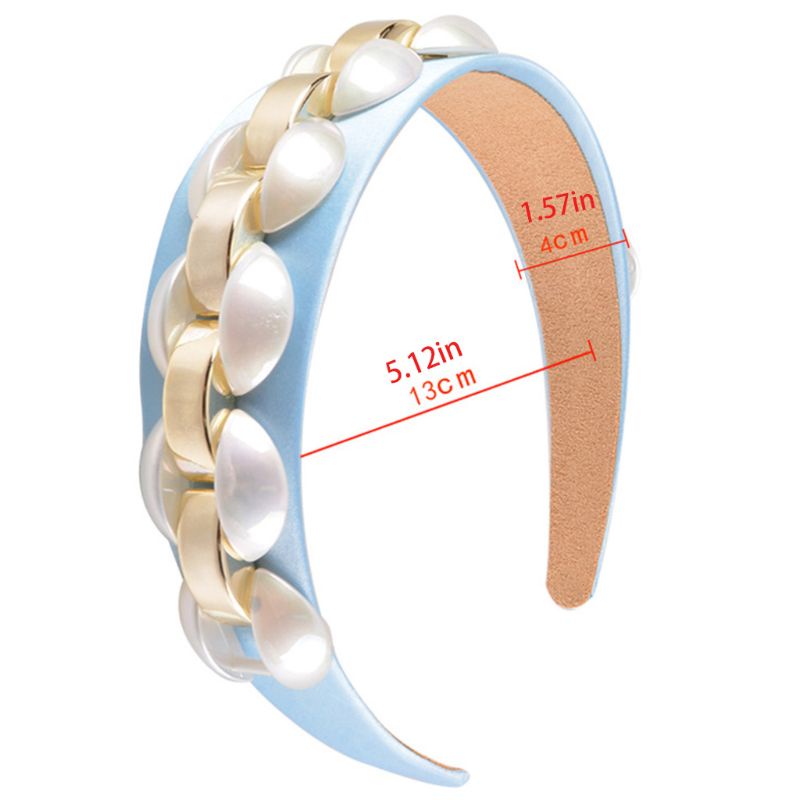 Băng Đô Vải Satin Bản Rộng Đính Hạt Ngọc Trai Xinh Xắn