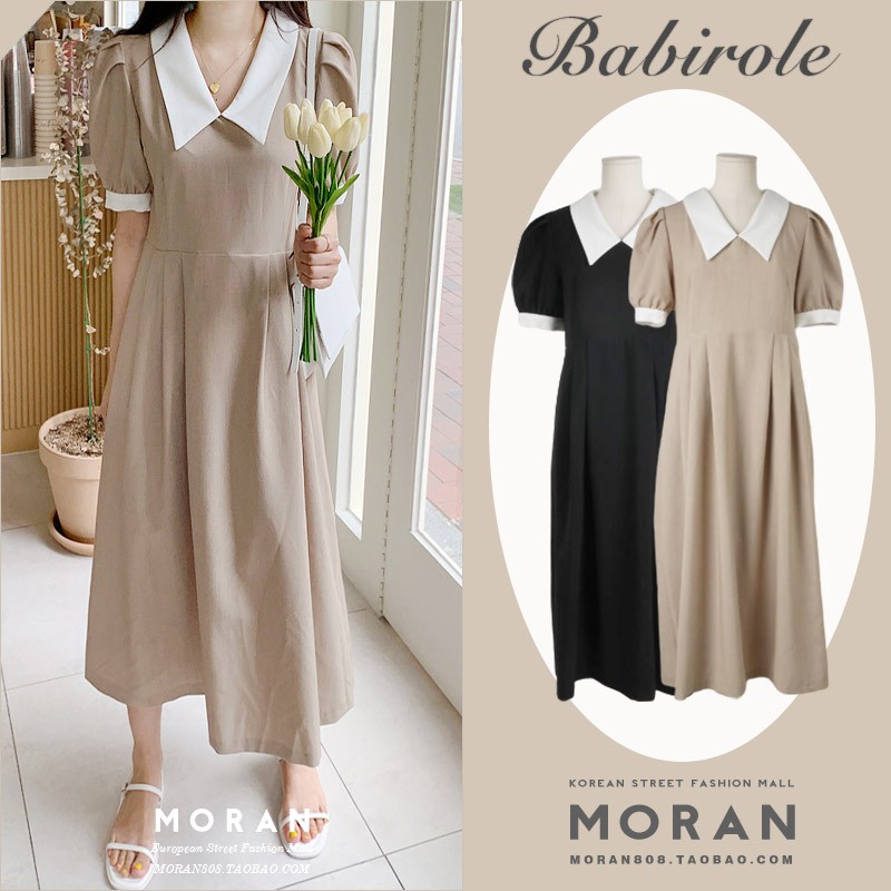 (ORDER) Váy tay phồng cổ bẻ búp bê MORAN xòe dài thon eo style vintage kiểu Pháp sang trọng -meobeo