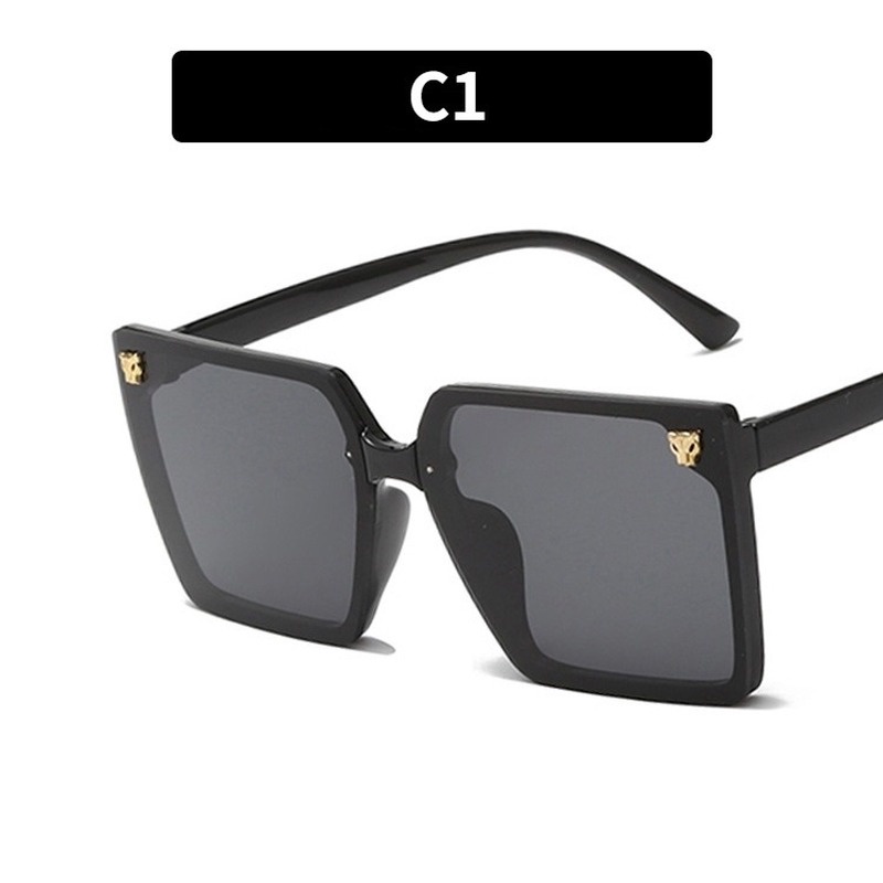 (KIQI-FASHION) COD Kính Mát Gọng Tròn Lớn Chống Tia Uv400 Họa Tiết Da Báo Thời Trang Cho Nữ