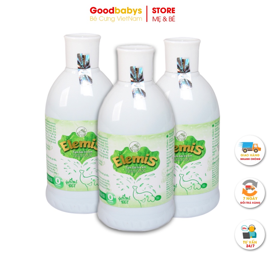 Combo 3 chai tắm gội thảo dược elemis 200ml cho bé