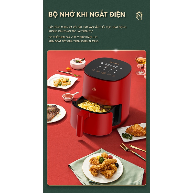 Nồi Chiên Không Dầu BIYI AF-82A 3L 1400W - Lòng nồi hợp kim nhôm phủ chống dính - Tay cầm cách nhiệt - BH 12 Tháng